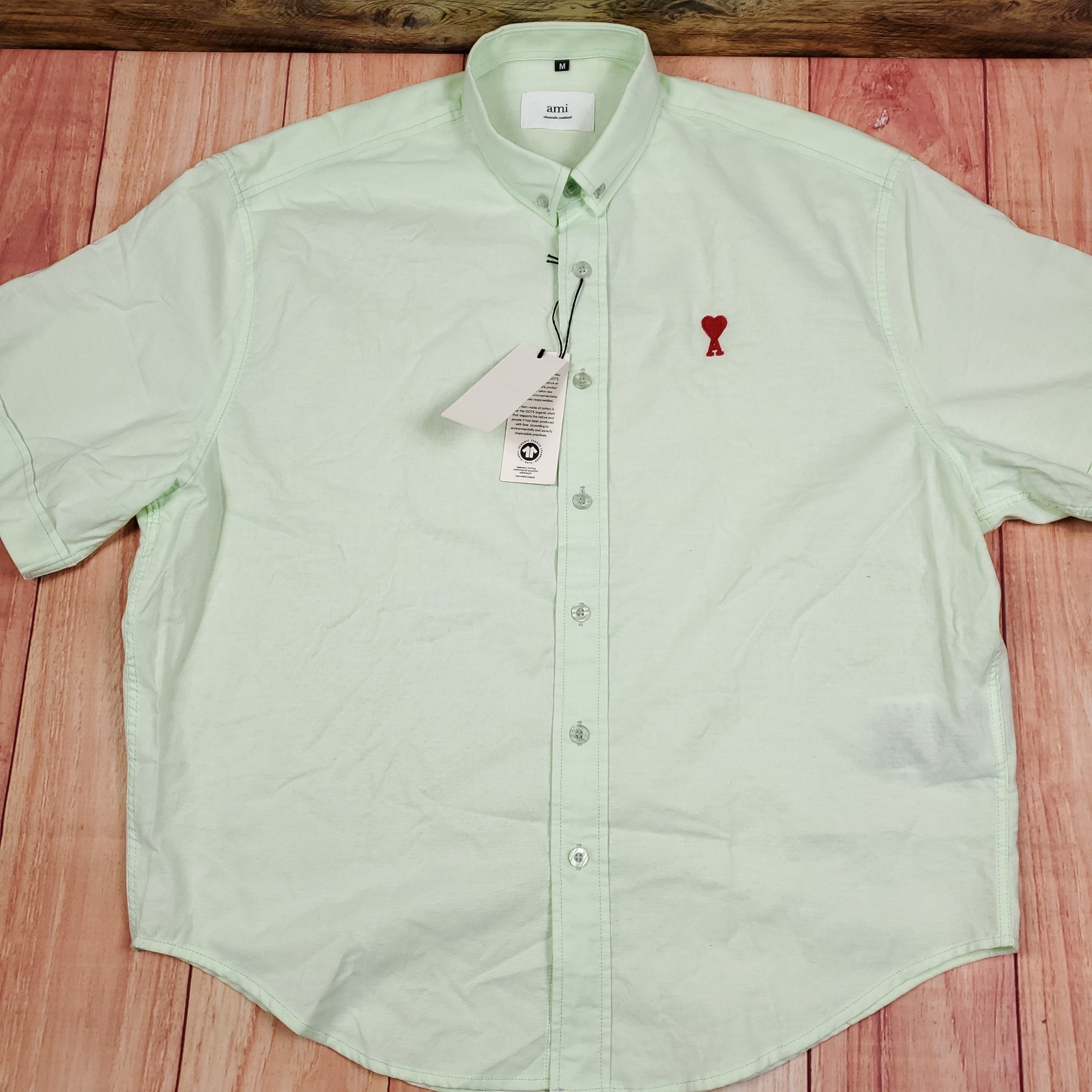 NWT AMI Paris Alexandre Mattiussi Neon Green Oxford Shirt Button Down Size M