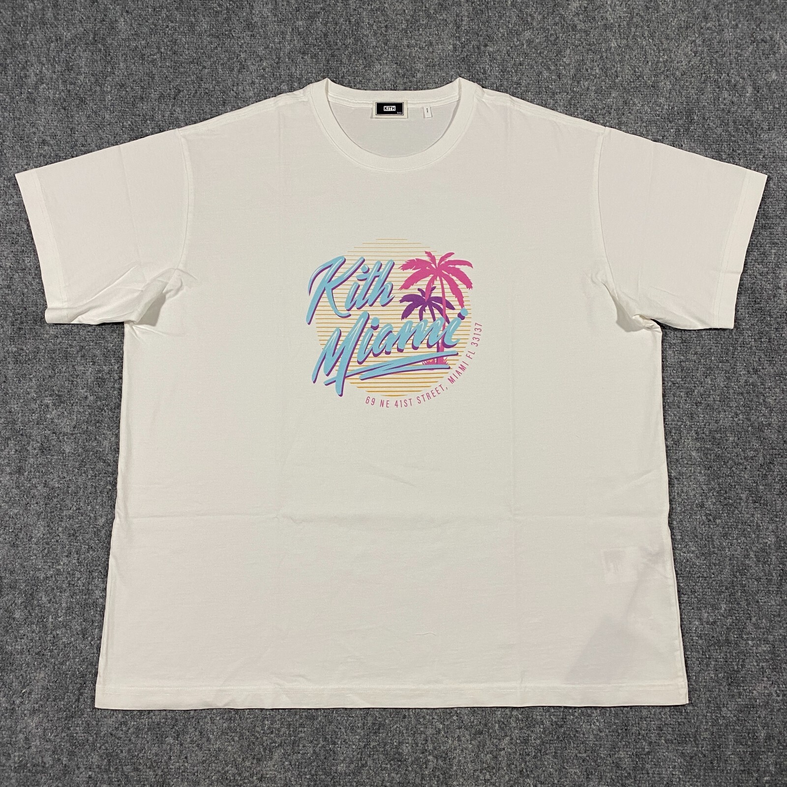 Kith Miami Design District Exclusive Neon Script Tee Shirt Adult XXL White Mens