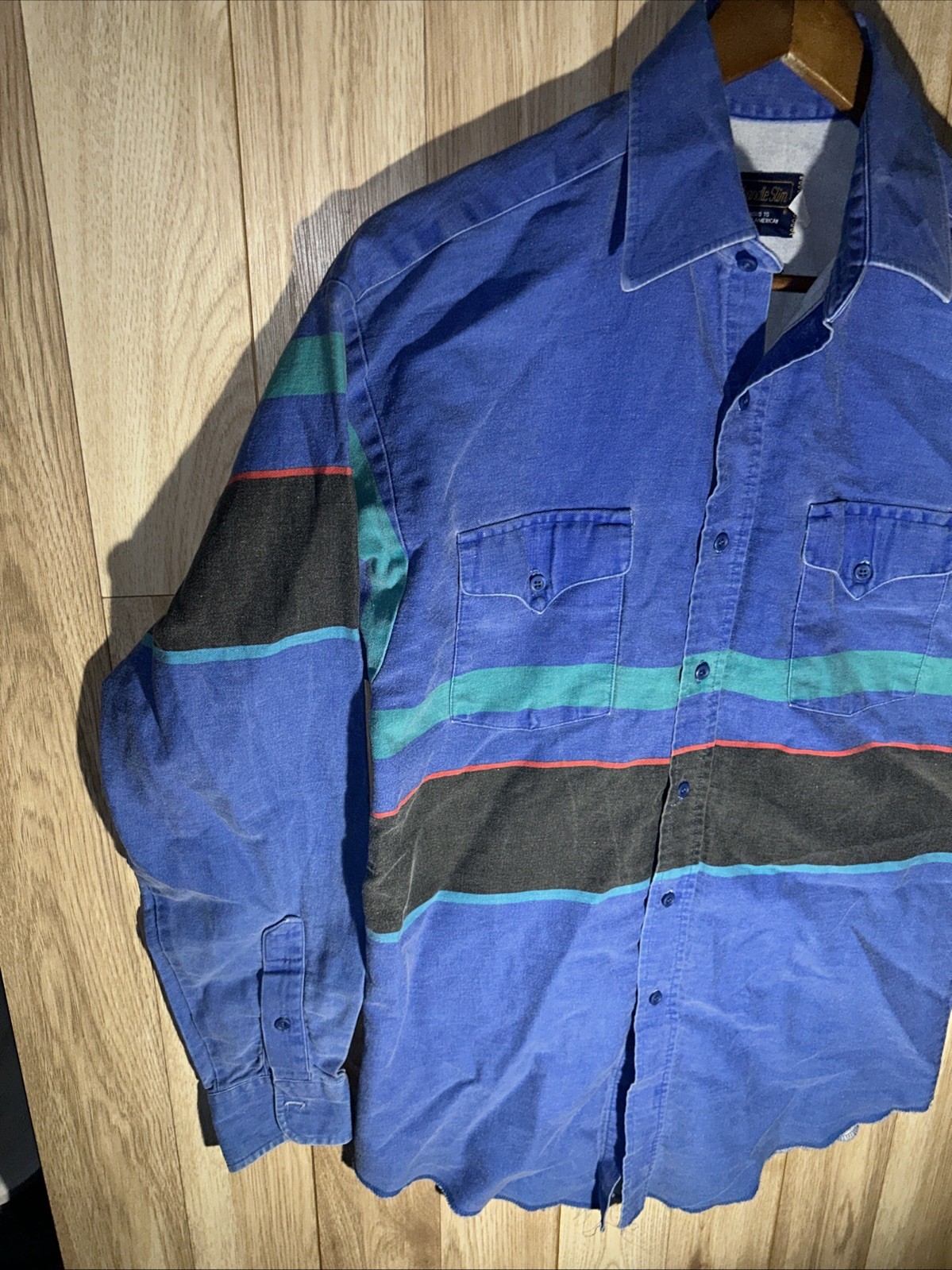 Vintage 90s Panhandle Slim Brush Hopper Striped Shirt Western Men’s Medium 15