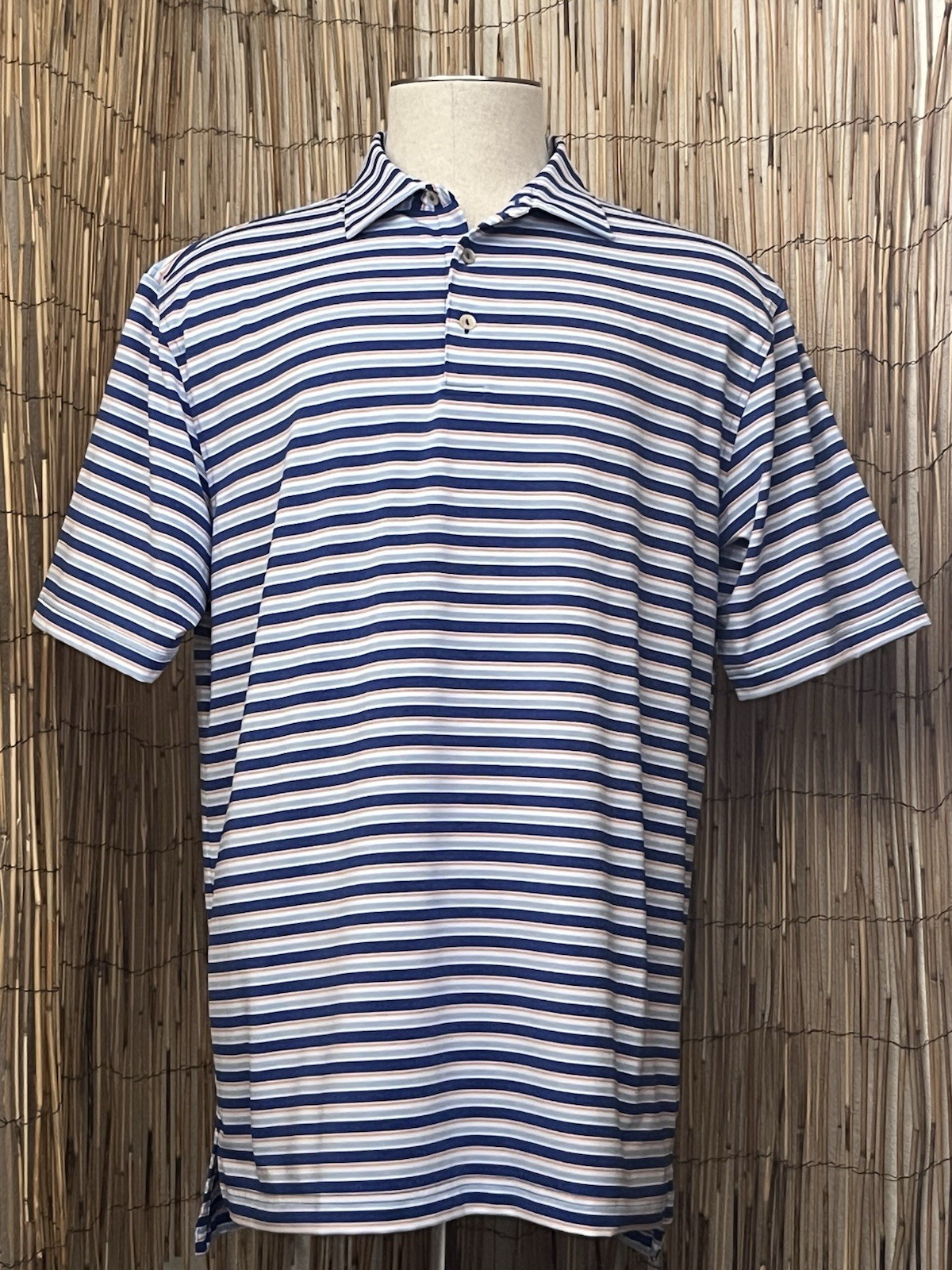 Peter Millar-Summer Comfort Mens SS 3-Button Polo-Size Large-Poly Spandex Blend
