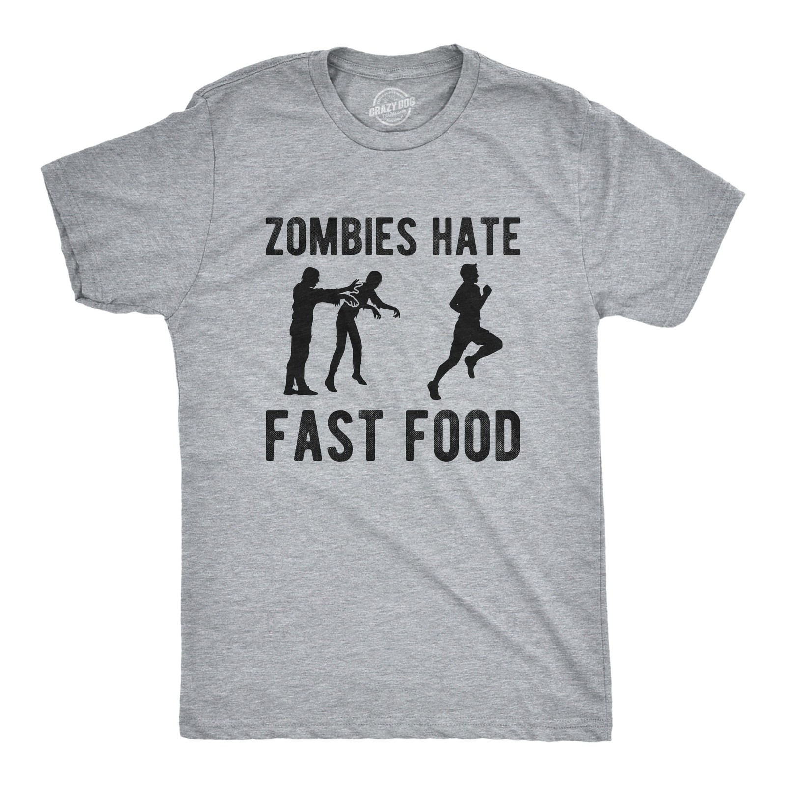 Mens Zombies Hate Fast Food T Shirt Funny Running Halloween Novelty Tee