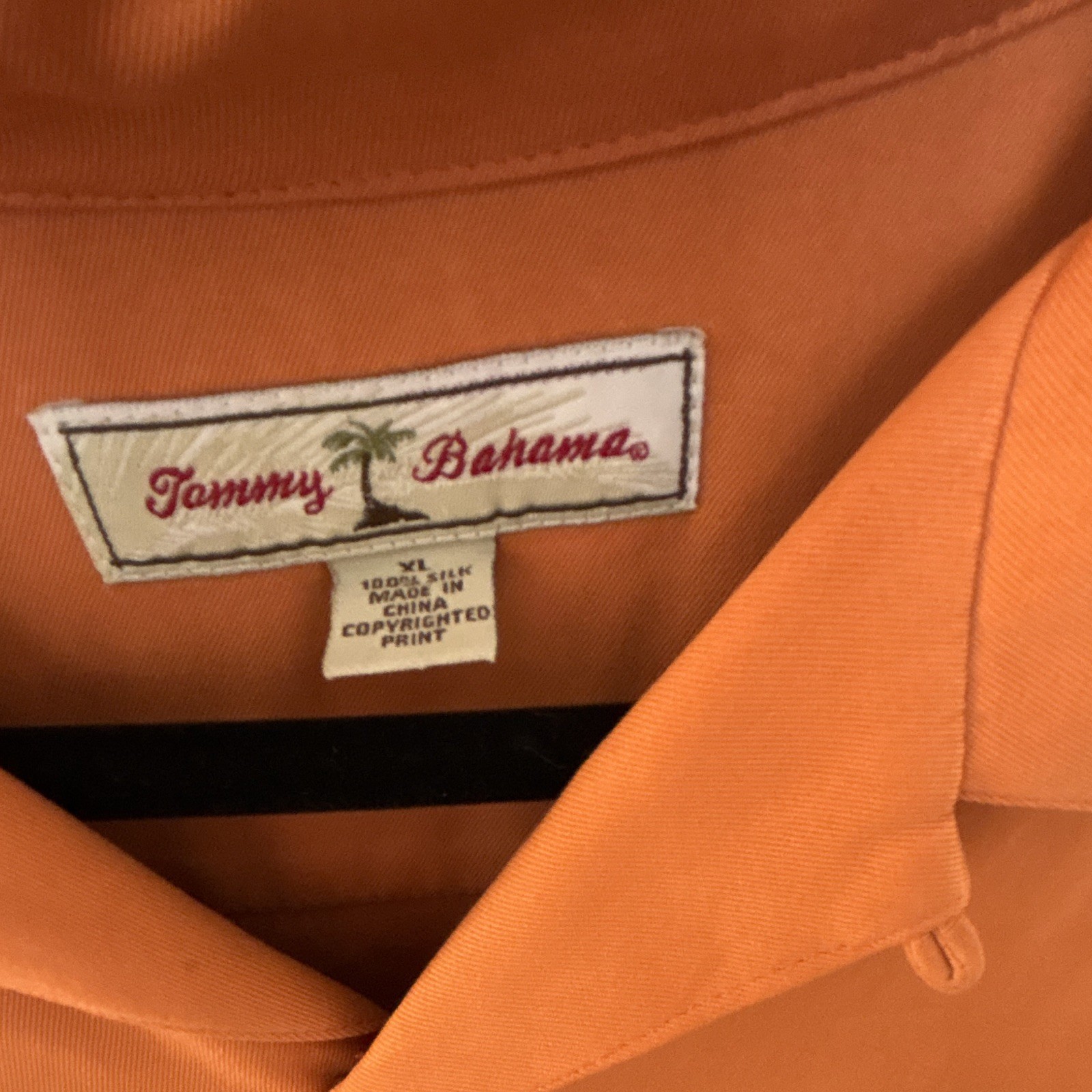 Tommy Bahama Men’s XL Orange Airplane Graphic Print Short Sleeve Woven Shirt