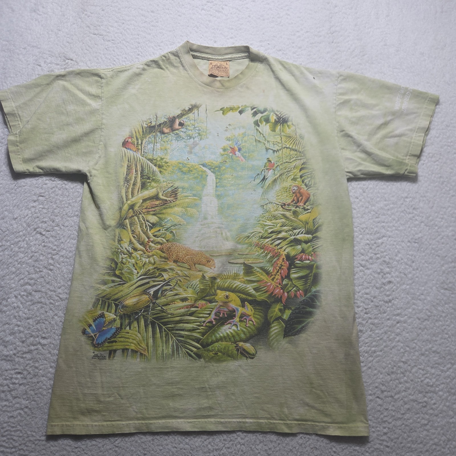 Vintage The Mountain T-shirt Men’s Large Green Tye Dye Jungle Distressed Faded