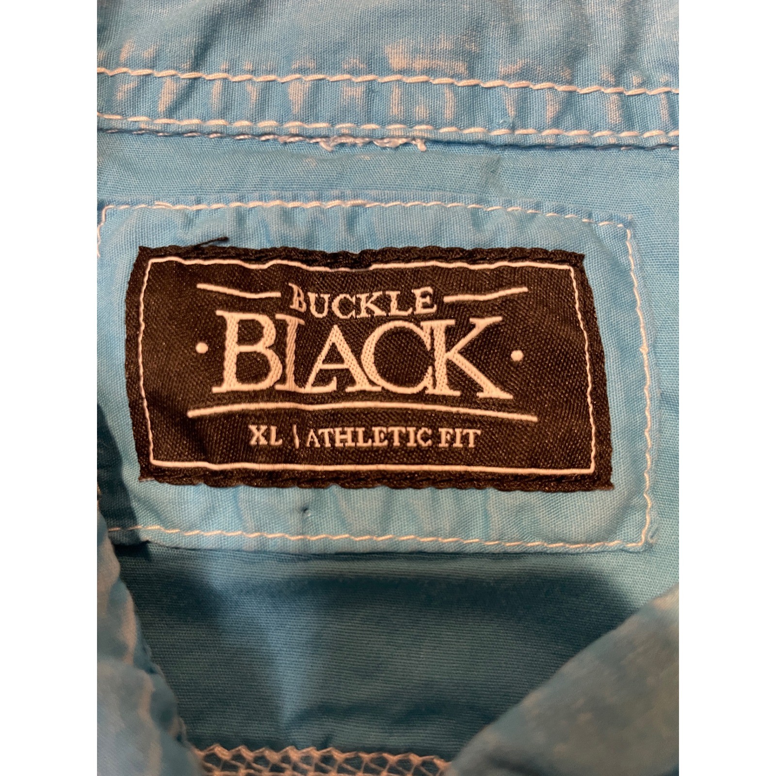 Buckle Black Mens XL Athletic Fit Western Button Down Shirt Blue Contrast Stitch
