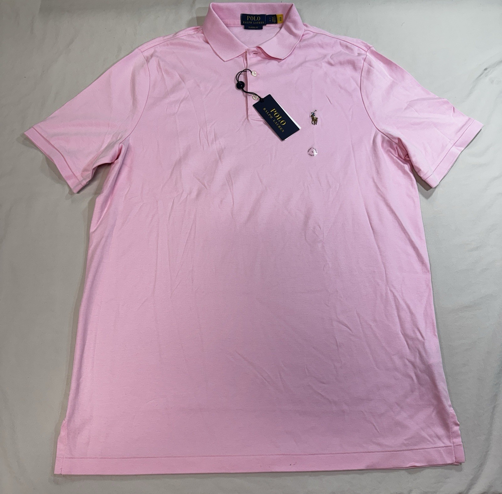 Mens Polo Ralph Lauren Men’s Short Sleeve Golf Shirt Pink Size Large Cotton NWT