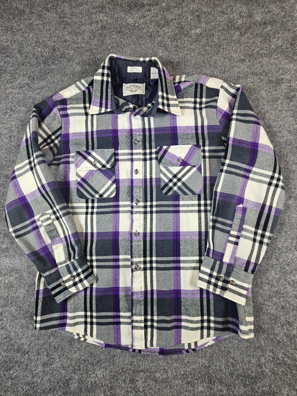 Northwest Territory Flannel Shirt Mens Large Purple Plaid Button Up Acrylic Kore