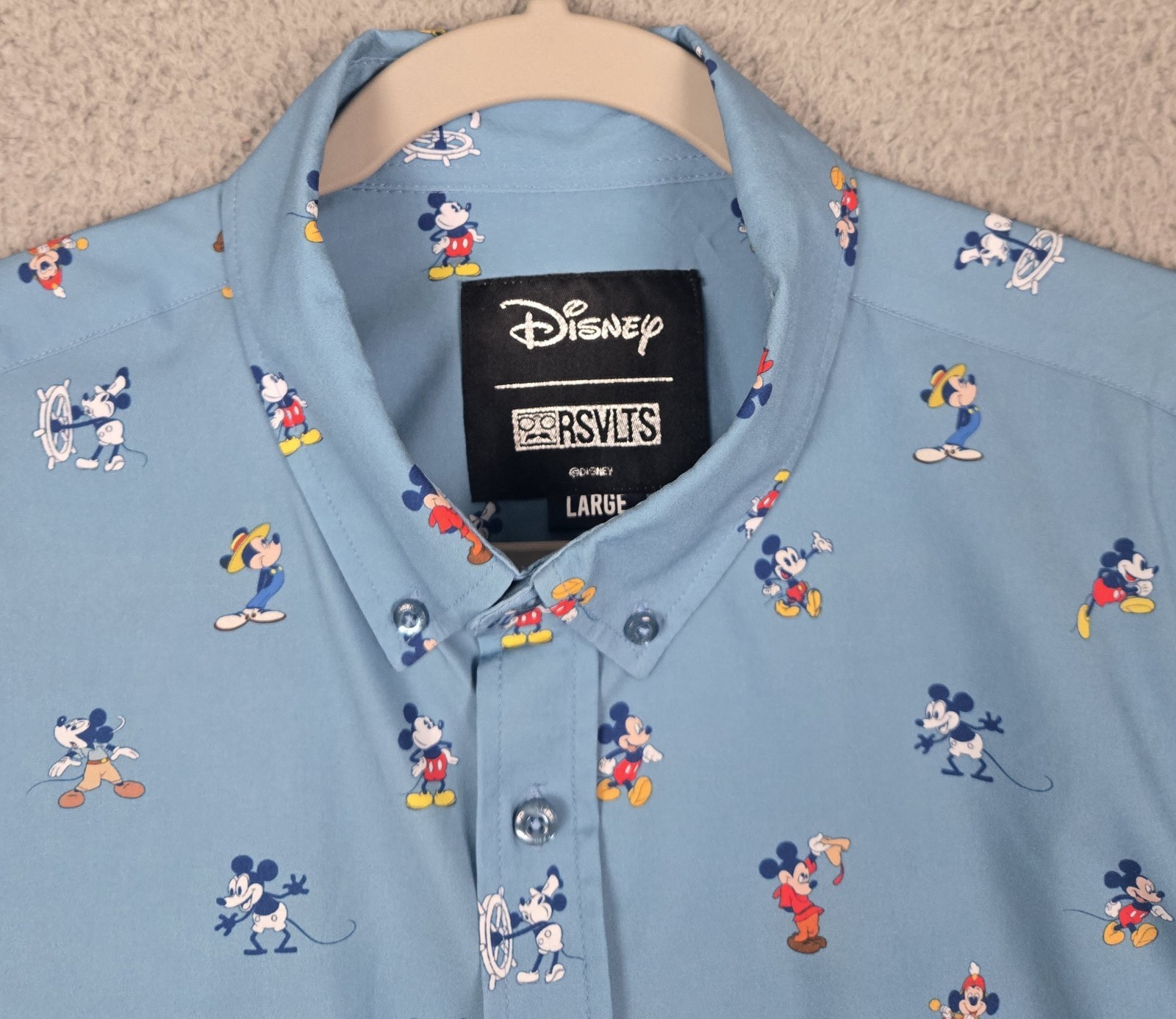 RSVLTS Disney 100 Limited Edition Short Sleeve Performance Shirt Mens L Slim Fit