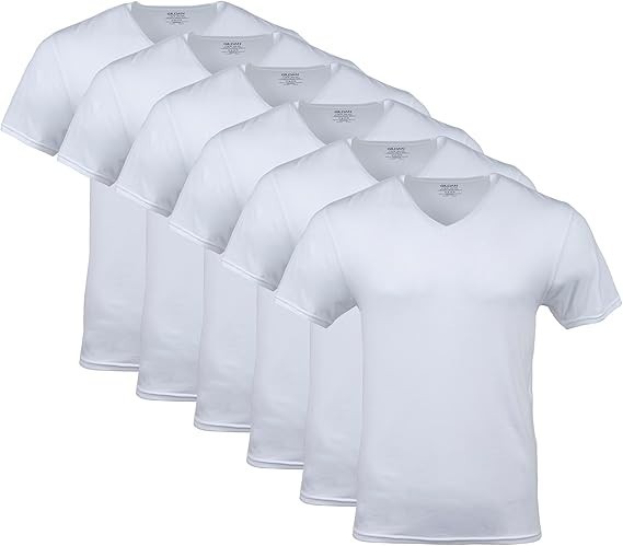6 Pack Gildan Men’s Crew T-shirts, Multipack, Style G1100, White