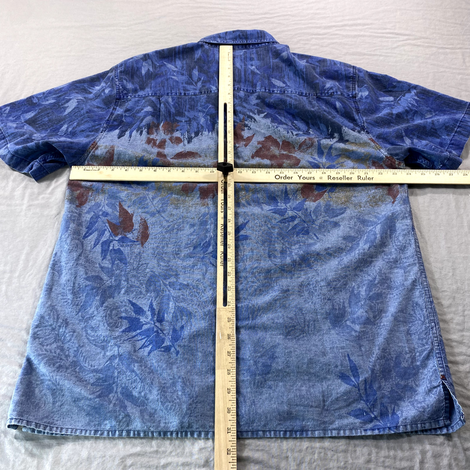 VINTAGE Territory Ahead Shirt Mens XL Blue Floral Denim Button Up 90s Outdoor