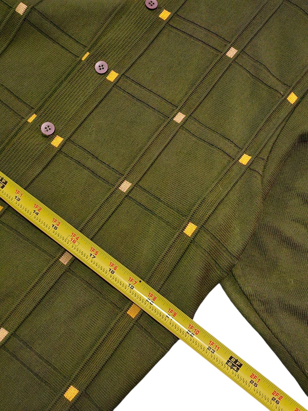 Vintage AC American Colors Button Up Acrylic Sweater Military Green Made USA 2XL