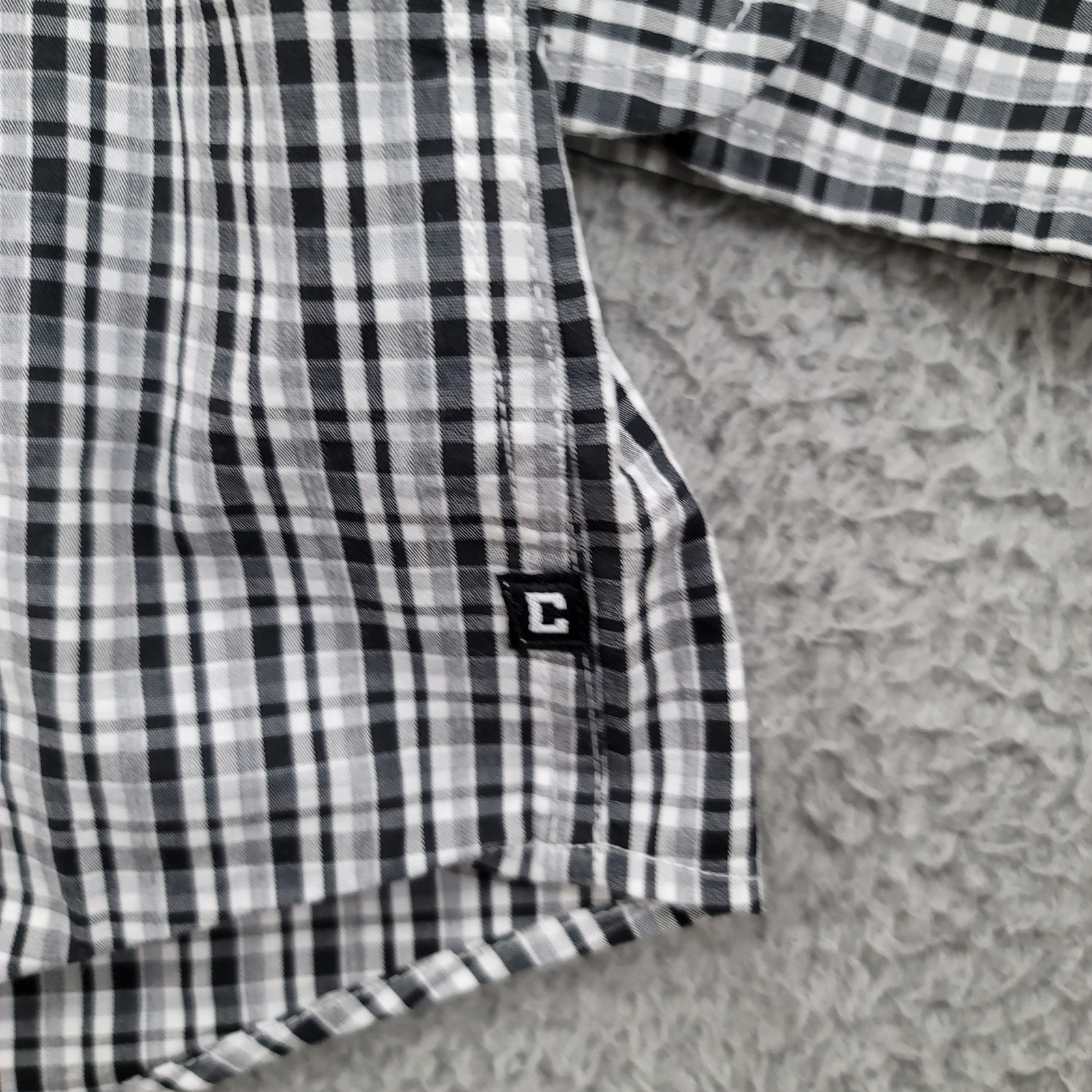 Chaps Shirt Mens XL Black White Plaid Button Down Stretch Easy Care Classiccore