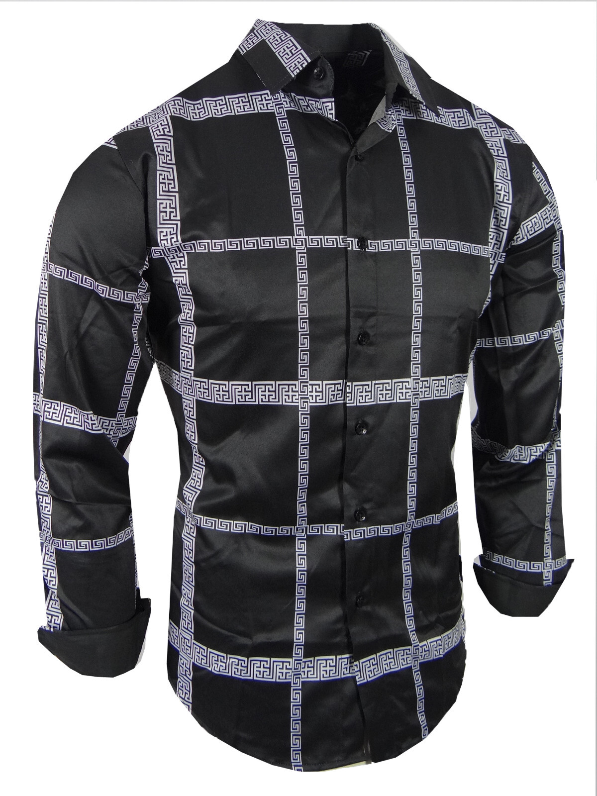 Designer Italian Mens Shirt Floral Luxury Stripe Prints Stretch Slim Fit Button