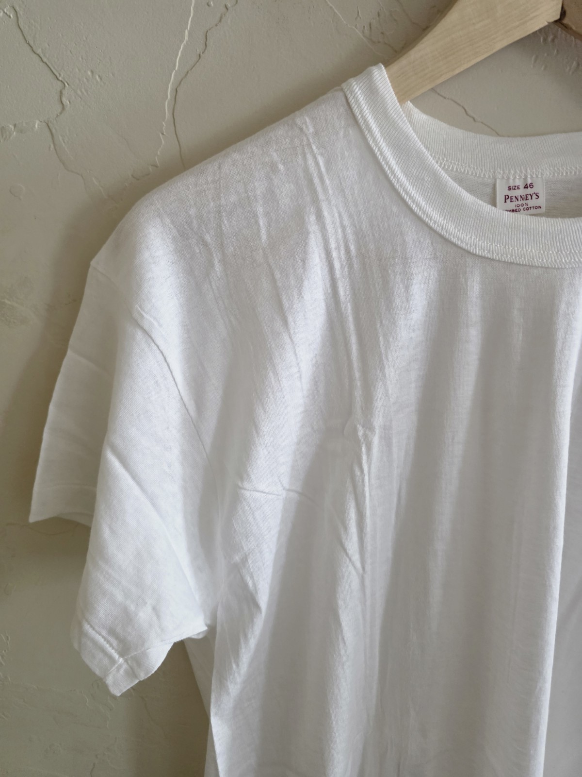New NWOT Vintage 50s Penny’s White Blank Soft T-shirt Size 46 100% Combed Cotton