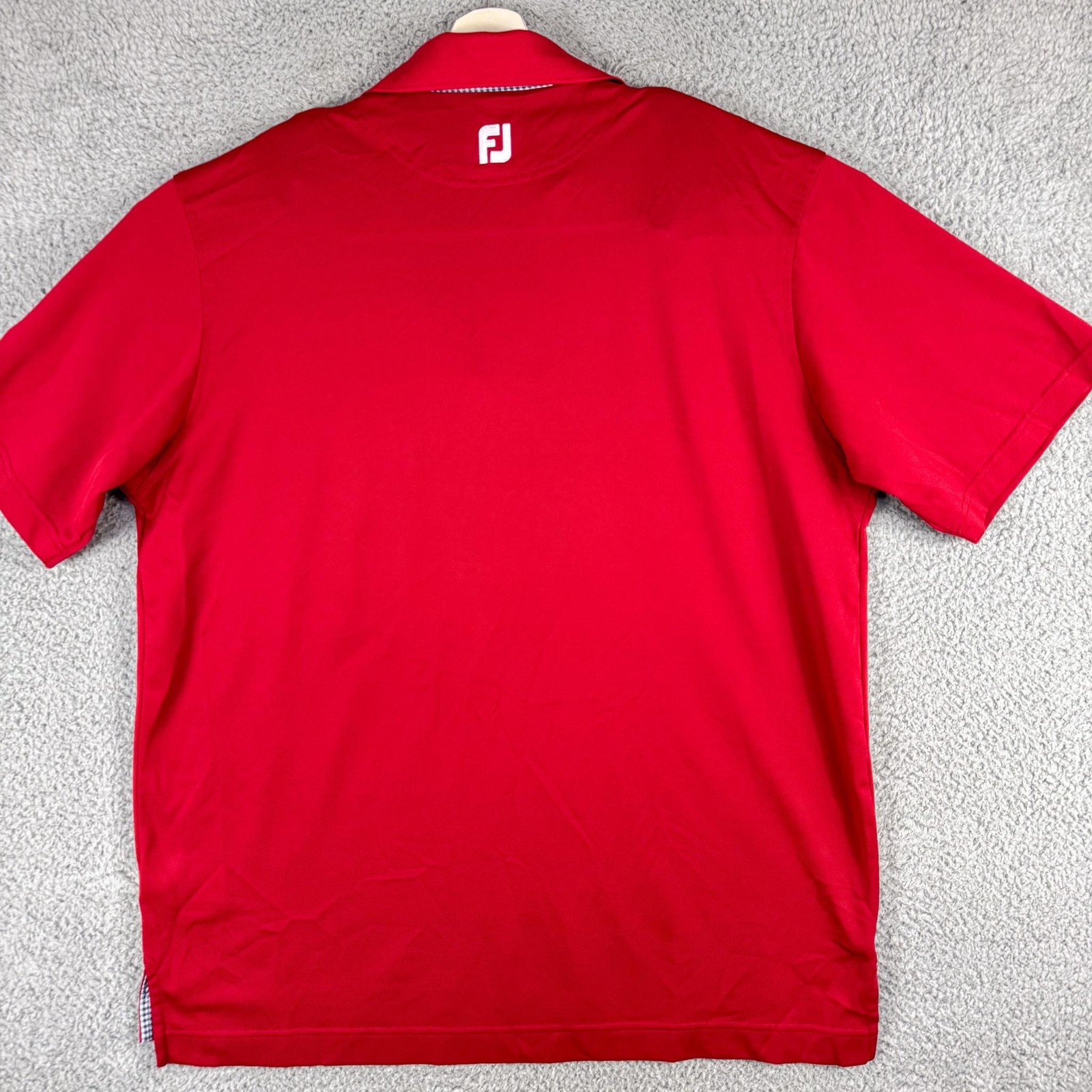 FootJoy Polo Shirt Mens XL Red Gingham Trim Olde Beau Golf Club Embroidered