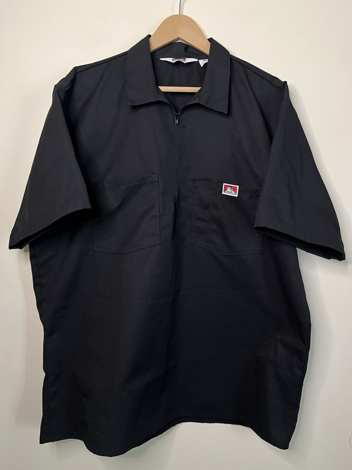 Ben Davis Short Sleeve Solid Black 1/2 Half Zip Shirt XL