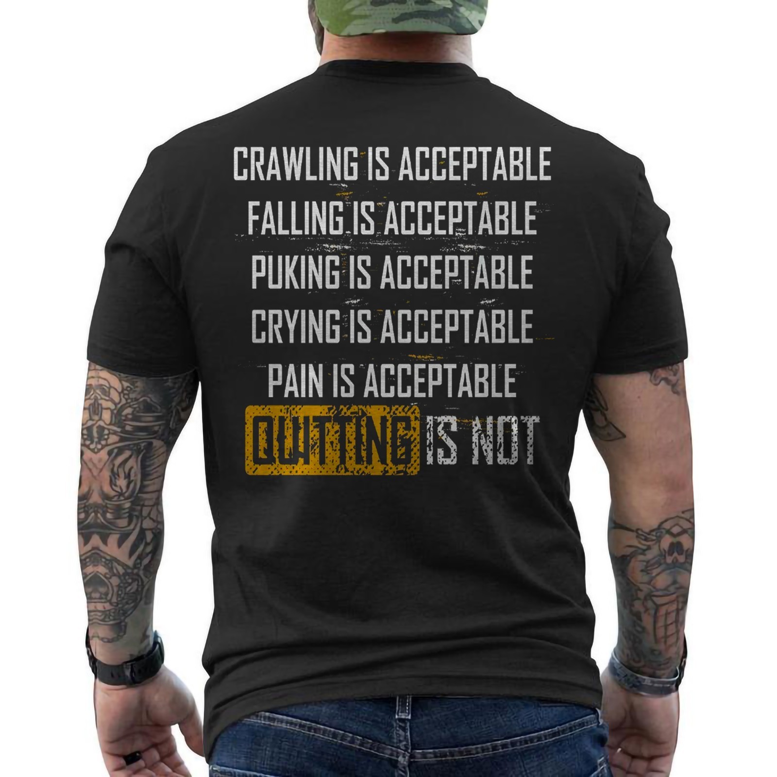 Crawling Is Acceptable Falling Is Acceptable Fitness Keep Moving Forward ON BACK