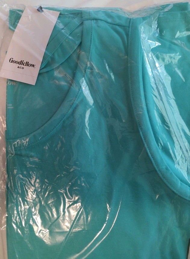 2 Pack Medium Turquoise Tank Tops chest 19 1/2″ Round Neck Goodfellow & Co.