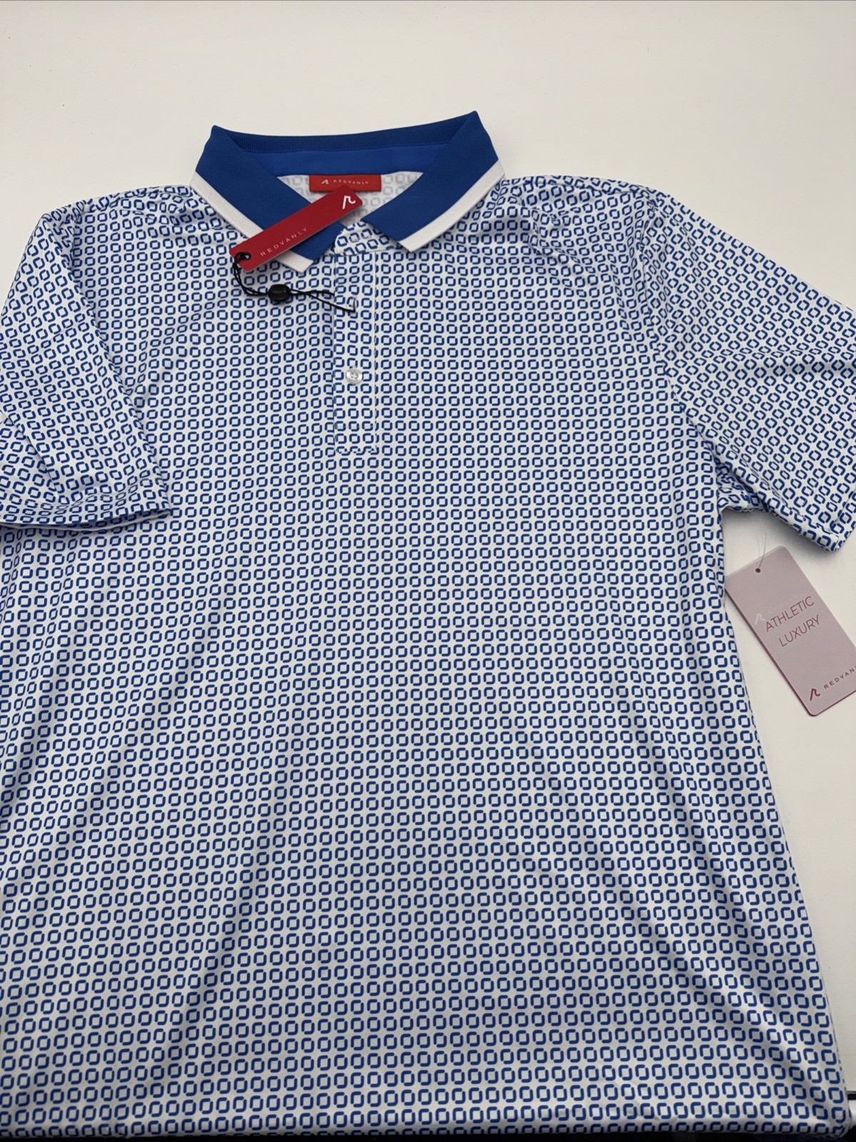 $110 Redvanly Men’s Devine Golf Performance Polo Shirt-Marine – Small -New Tags