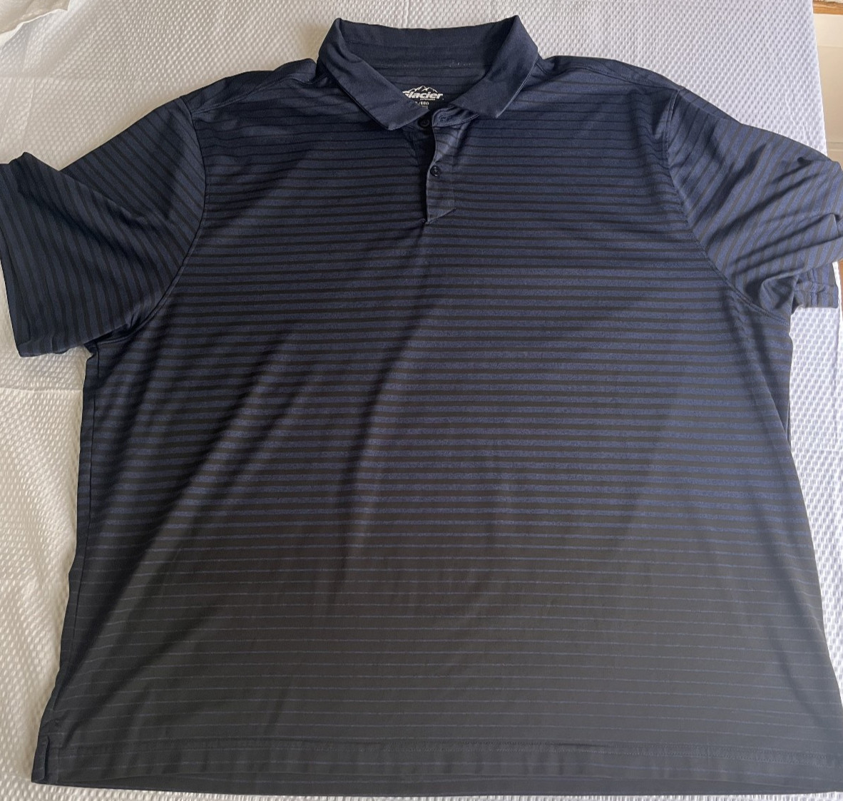 Glacier Performance Men’s XXL Navy Black Striped Polo Shirt Golf 2XL