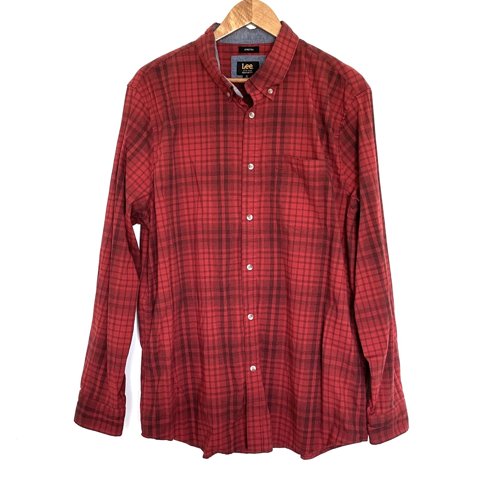 Lee Shirt Men’s XL Plaid Stretch Button Down Long Sleeve Pocket Collared Top