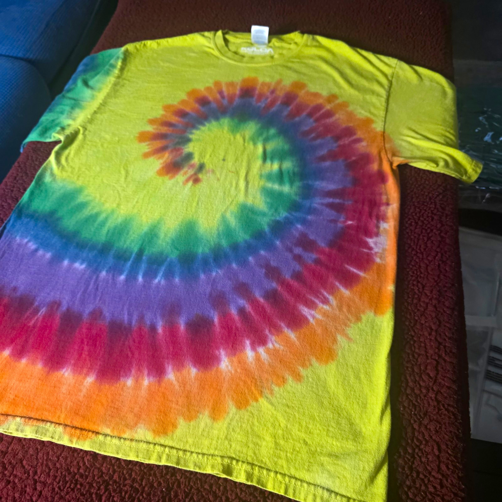 Koloa Surf Company Men’s L Yellow Rainbow Spiral Tie-Dye Short Sleeve Blank