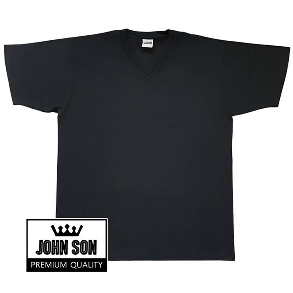 Plain T-shirts V Neck [[[ JOHN SON ]]] Premium Quality [ Small ~ 5XL ] [Single]
