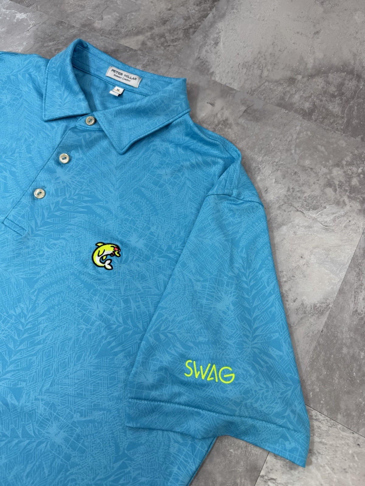 Peter Millar x Swag Hand Ten Flipper Polo Golf Summer Comfort Shirt Mens Size M