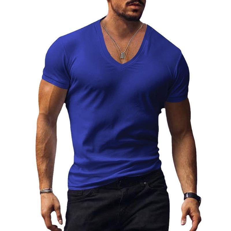 Summer Solid V-Neck Short Sleeve Tee