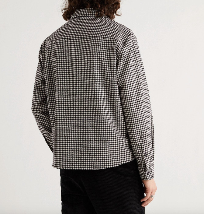 Ami Paris Alexandre Mattiusi Camp Collar Check Wool Blend Shirt Mens Large NWT