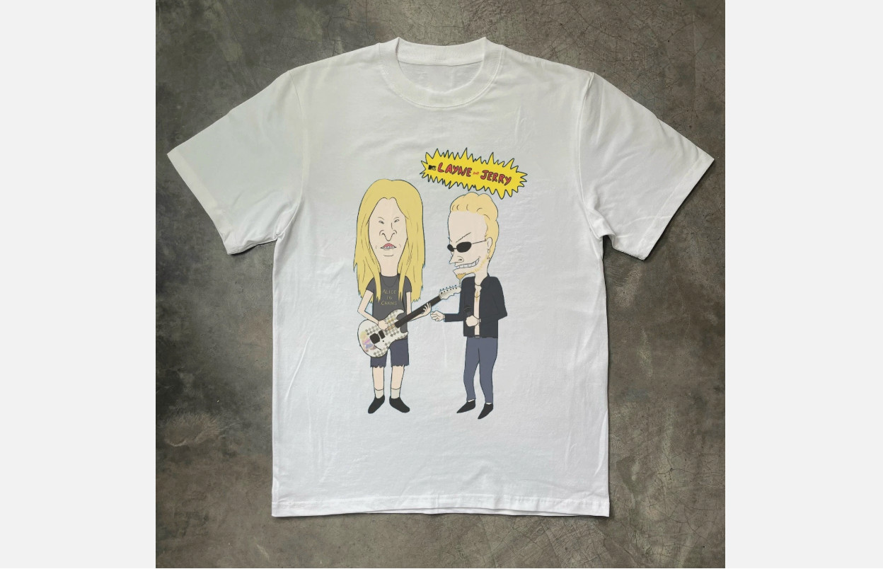Alice In Chains Layne Staley & Jerry Cantrell Cartoon Unisex White S-5XL T-shirt