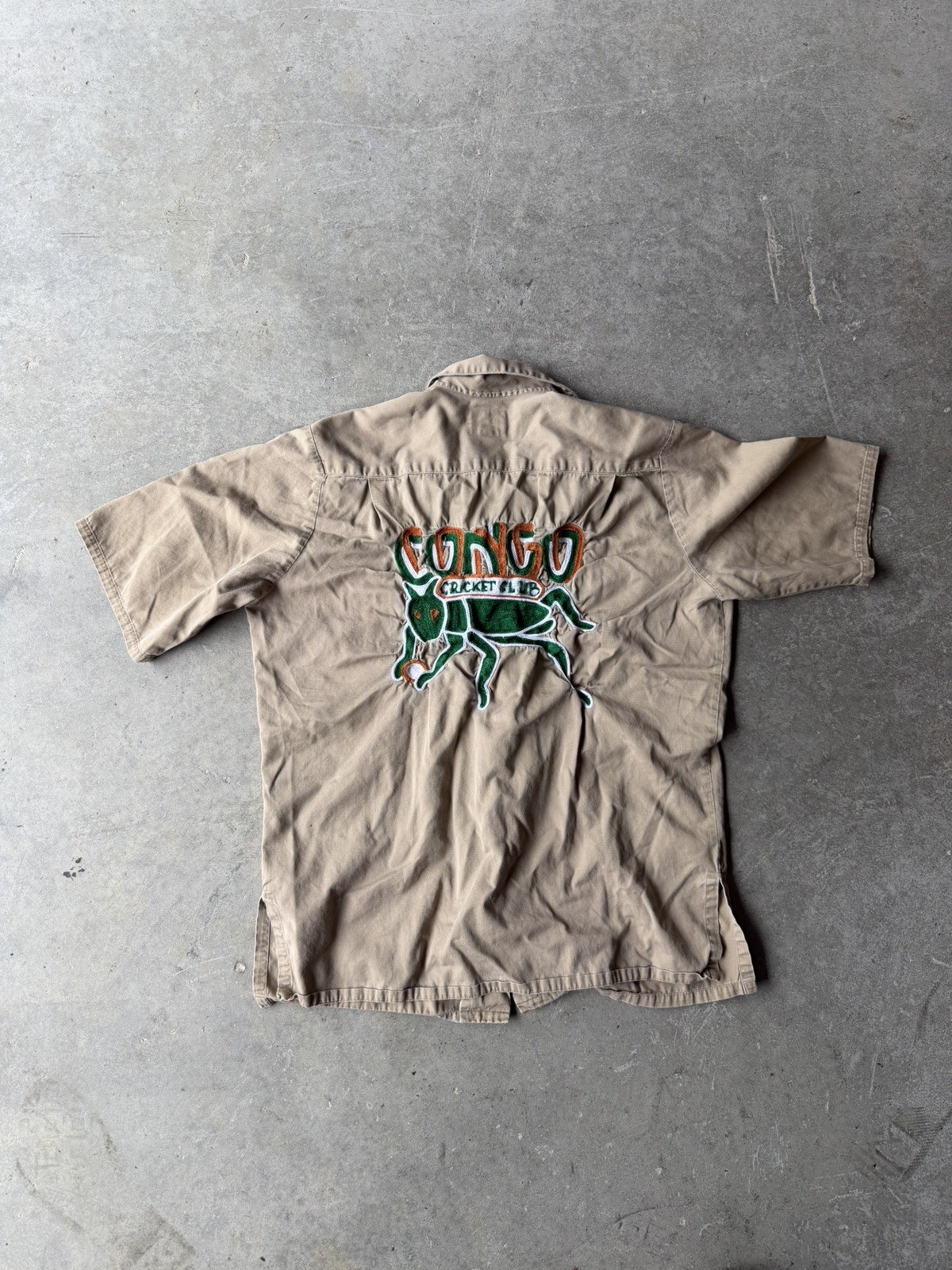 Rare Vintage Banana Republic Cricket Congo Club Khaki Embroidered shirt small