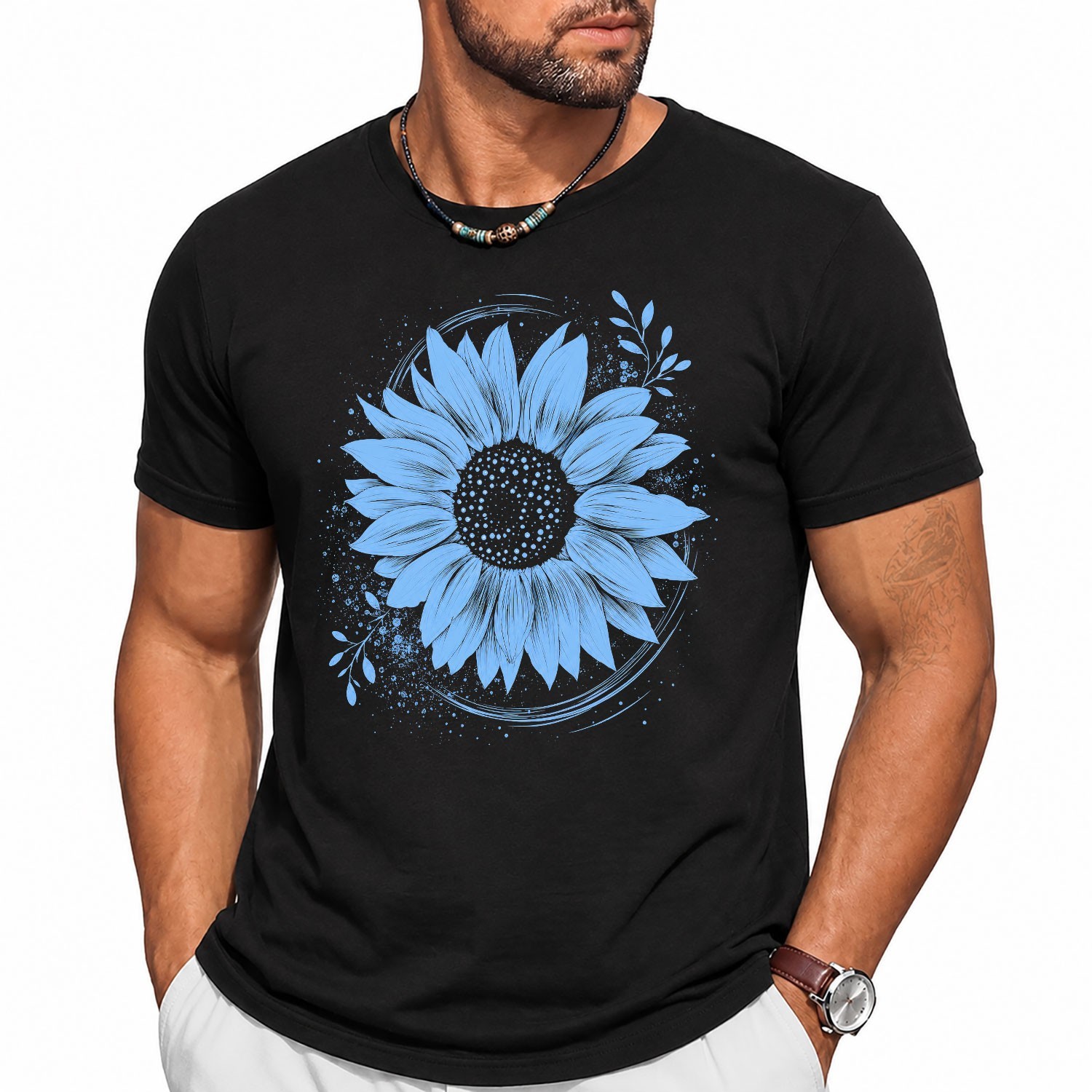 Sunflower Art T-Shirt Floral Design For Women Perfect For Spring Casual Apparel
