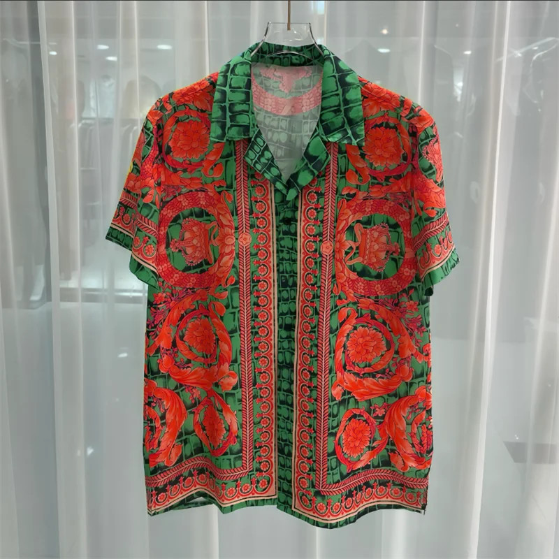 Button Down Shirt Men Fashion European Silk Royal Men’s Tops Shirt Men’s Shirt