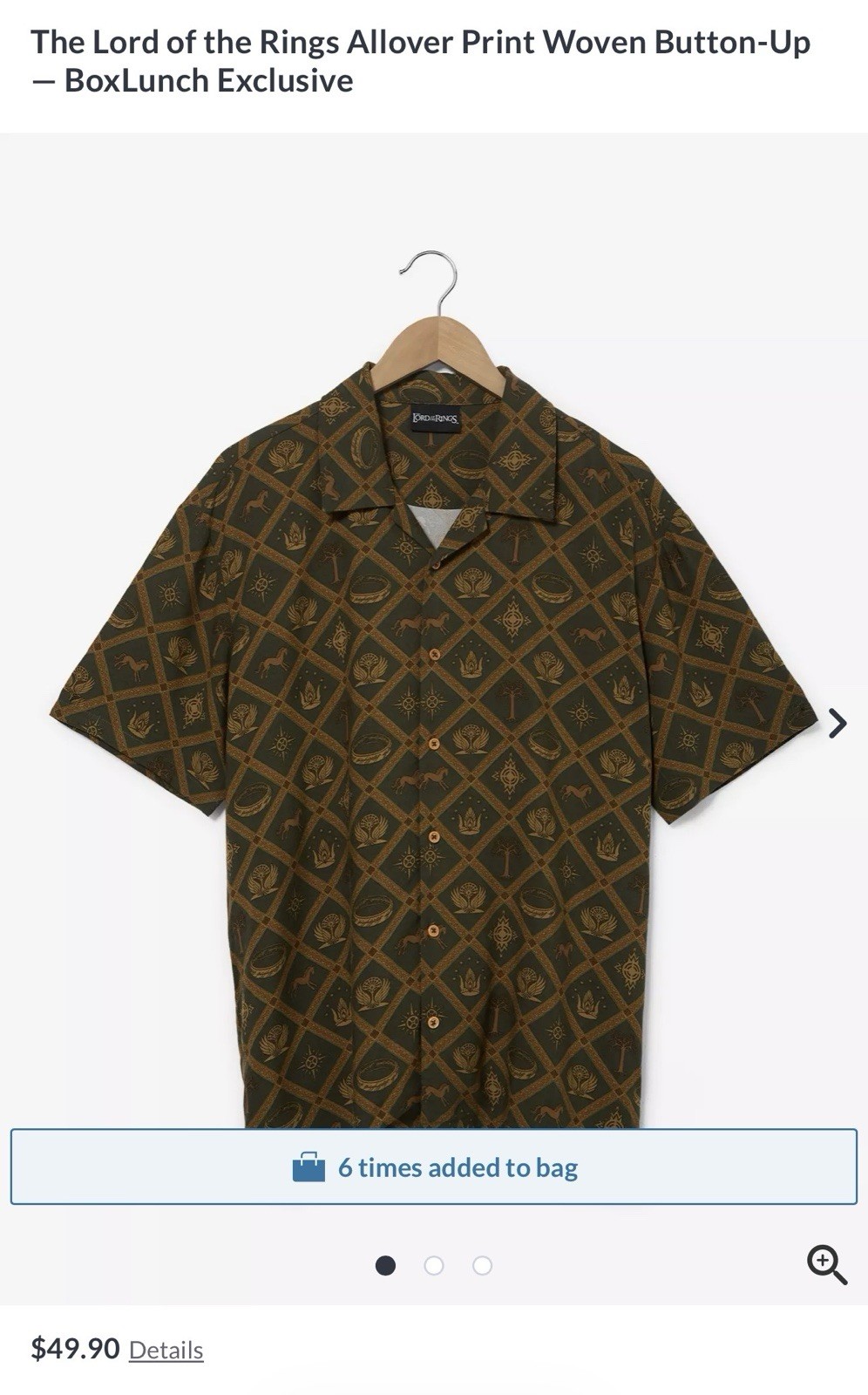 The Lord Of The Rings All Over Print Woven Button Up Shirt Men’s Medium BoxLunch