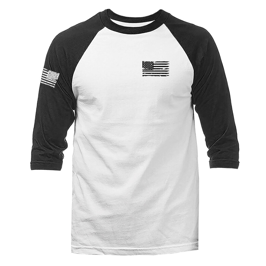 US Flag Crest USA American Pride Patriot Patriotic 3/4 Sleeve Raglan