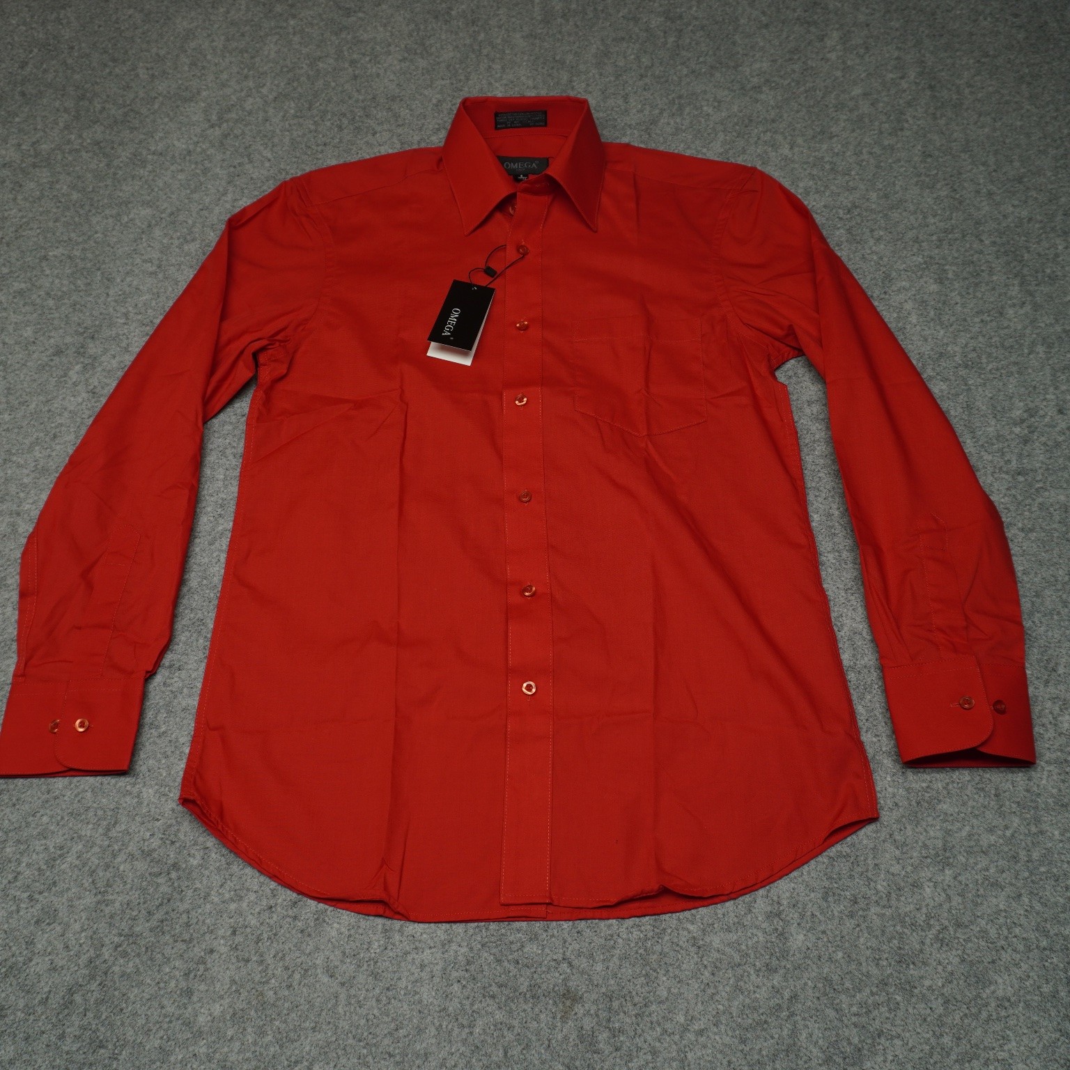 OMEGA ITALY Dress Shirt Men’s Red S 14-14.5 32-33 Cotton Blend Long Sleeve New