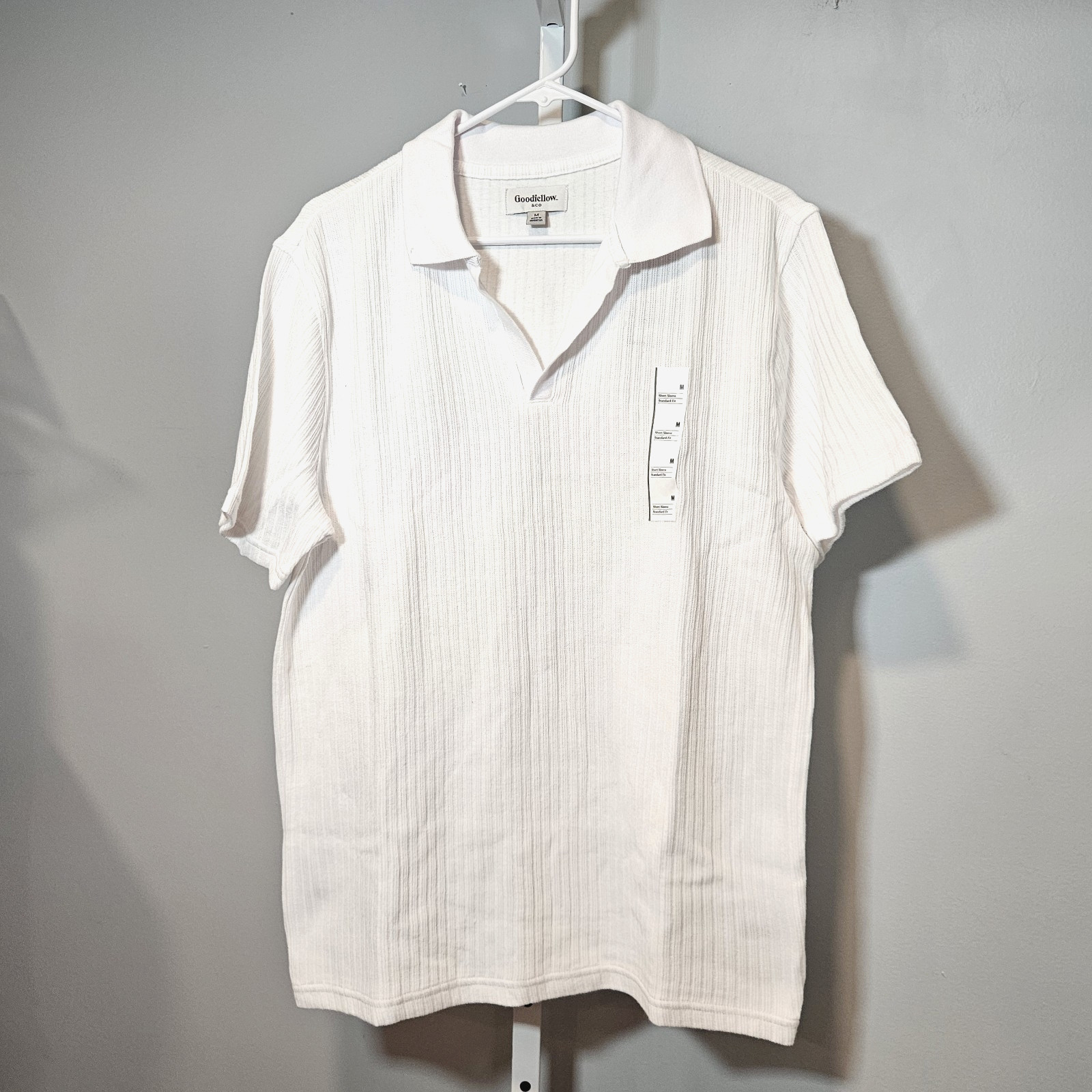 NWT Goodfellow & Co Size M Ribbed Pullover White Top w/Johnny Collar