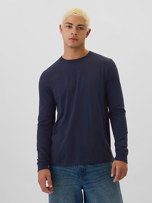 NWT GAP Everyday Soft Long-Sleeve Tee Shirt T-Shirt 100% cotton Navy Blue Men ML