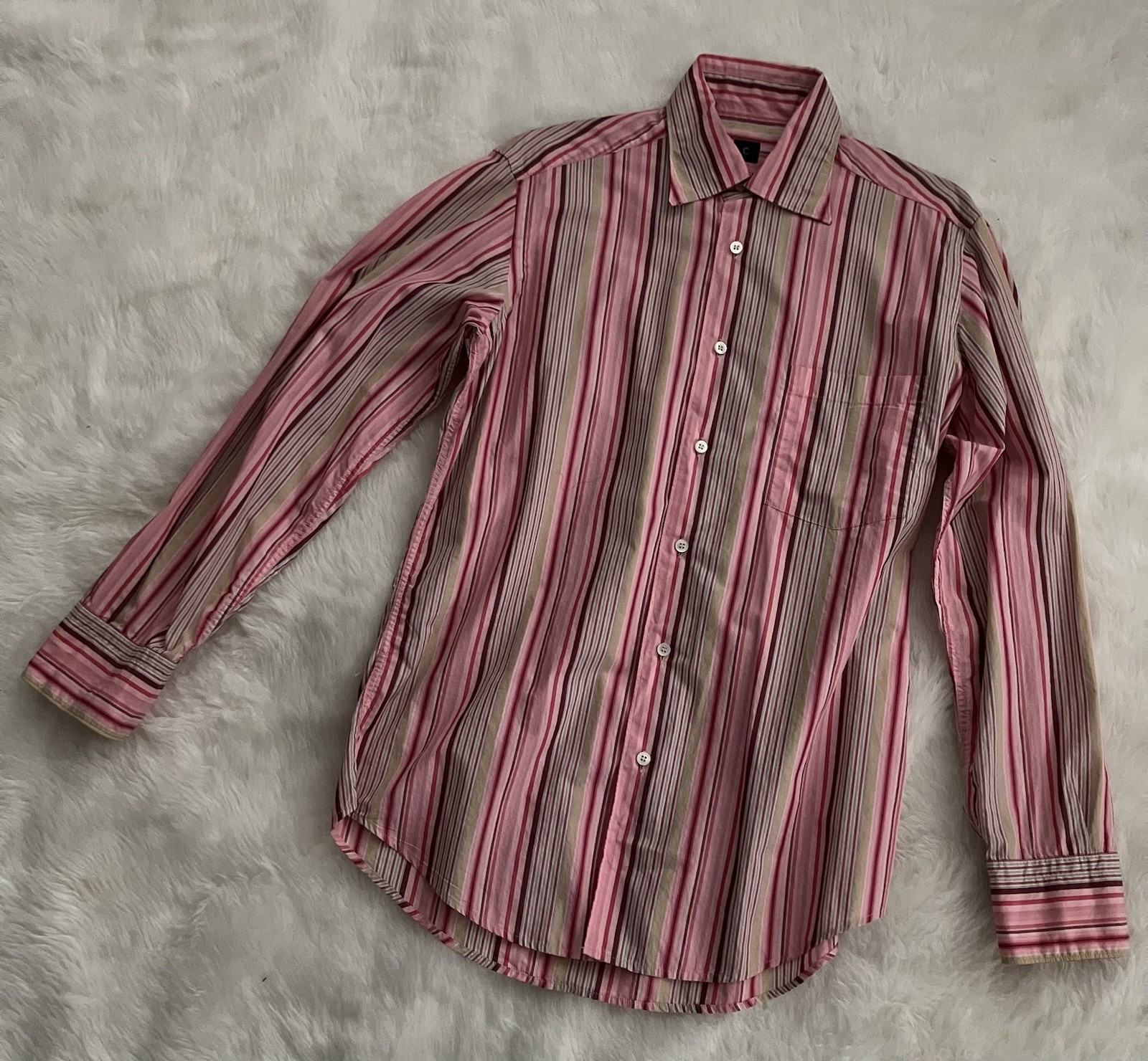 Vintage Coast Italy Striped Shirt From Beau Brummel New York Sz M 100% Cotton