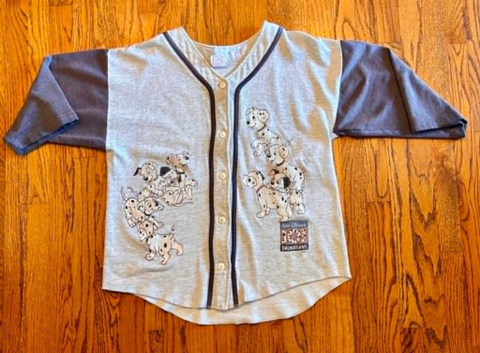 Vintage 90s Disney 101 Dalmatians Baseball Jersey Sweatshirt Button Up Size M