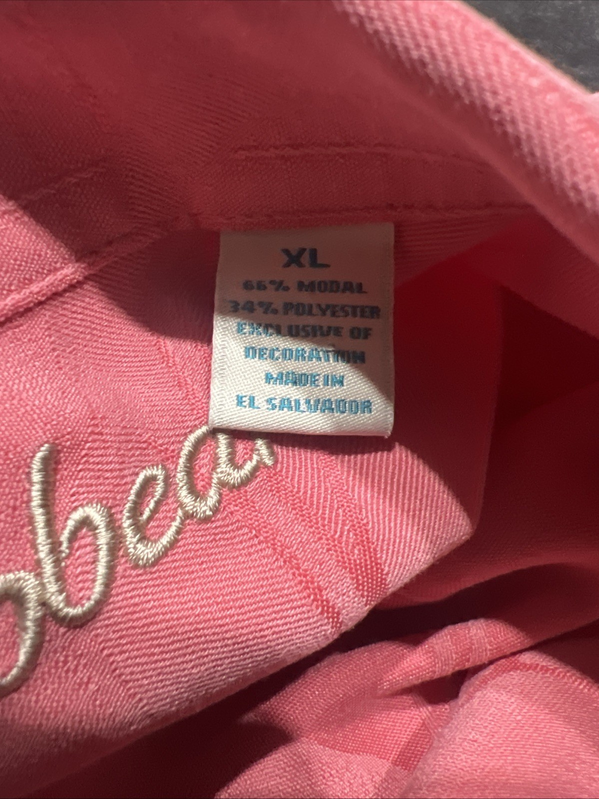 Caribbean Textured Leaf Pattern Coral Pink Short Sleeve Button Shirt Mens Sz XL