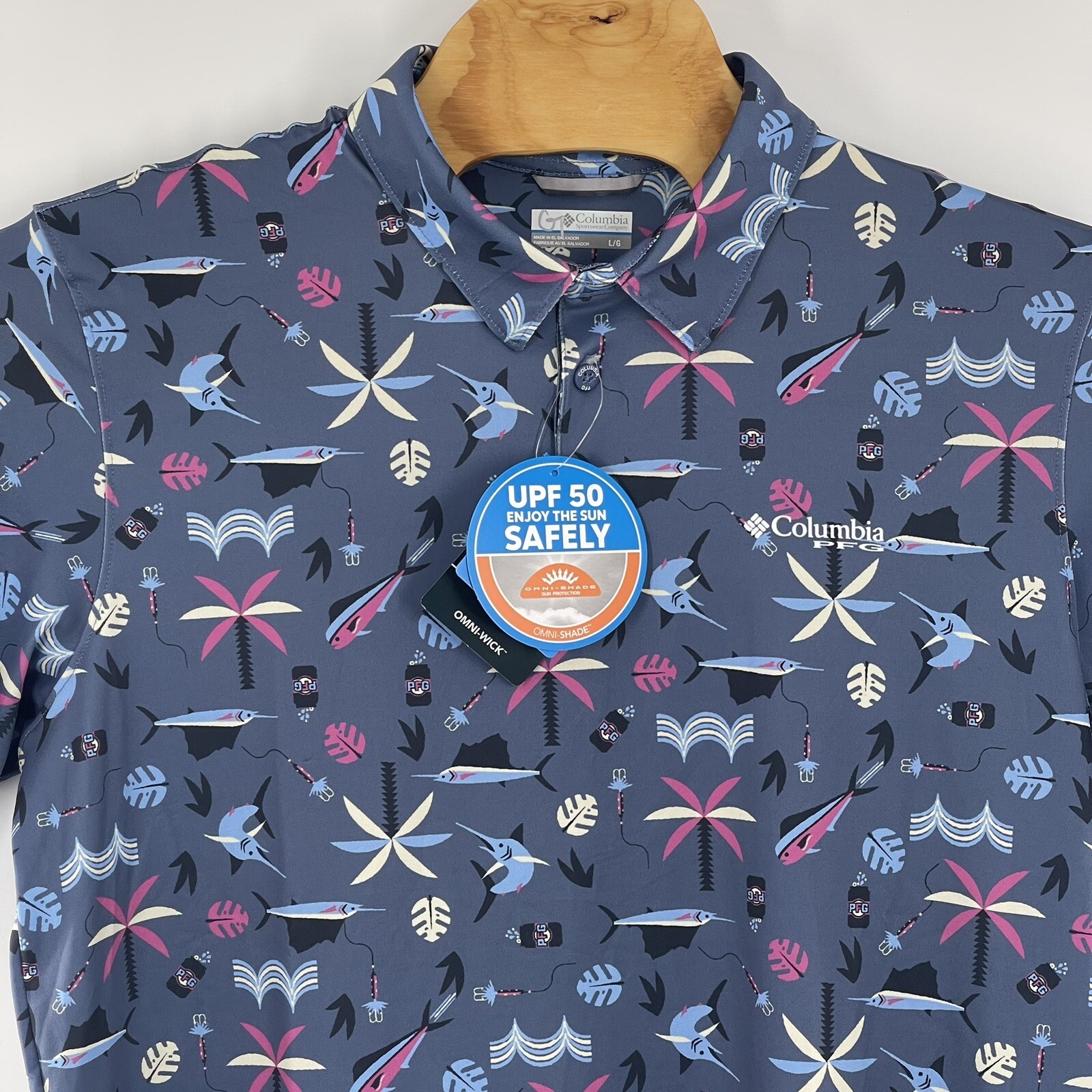 NWT Columbia PFG Super Slack Tide Camp Shirt Omni Wick Fishing Men’s Size Large