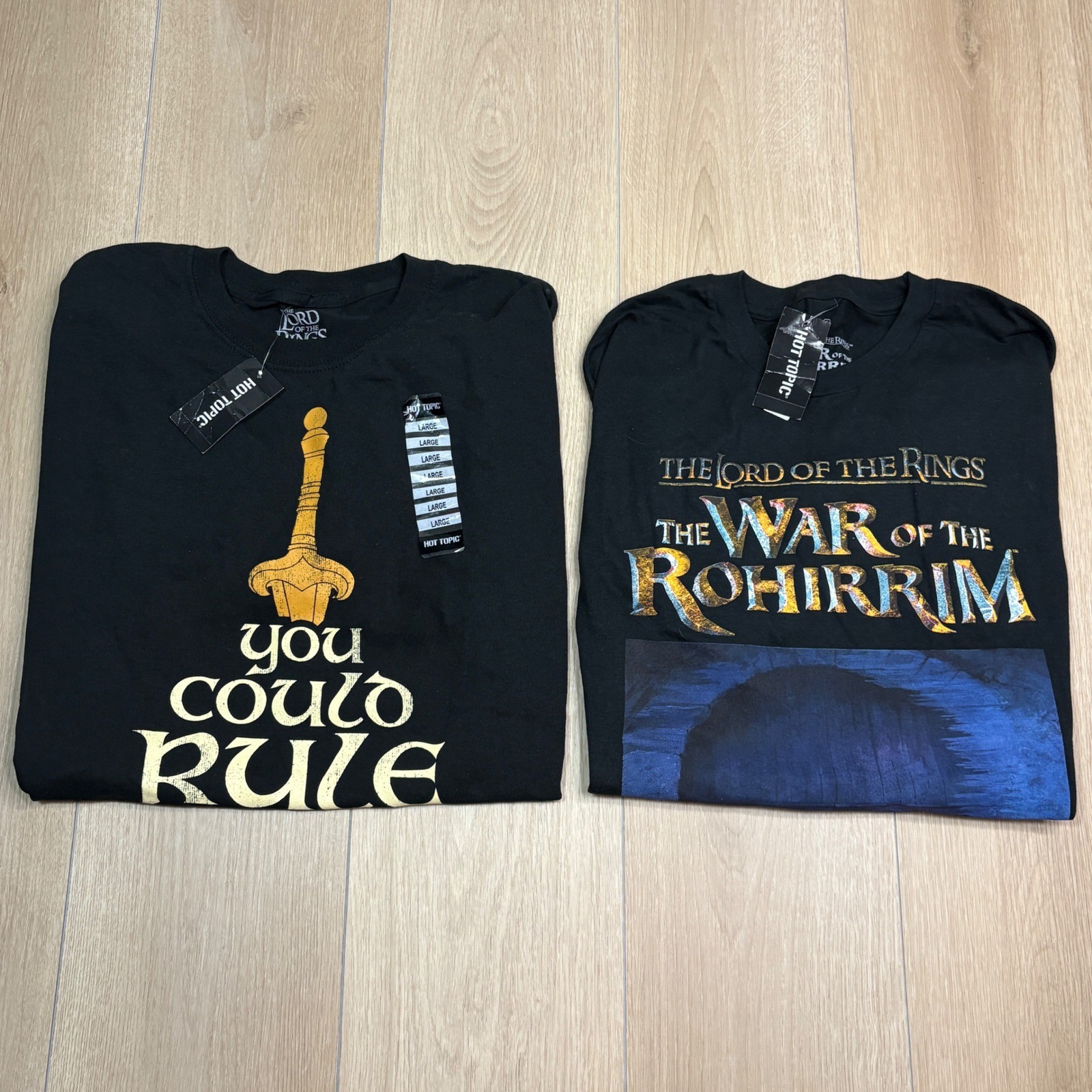 LOT OF 2 – Hot Topic Lord of the Rings War of the Rohirrim Graphic T-Shirt Large