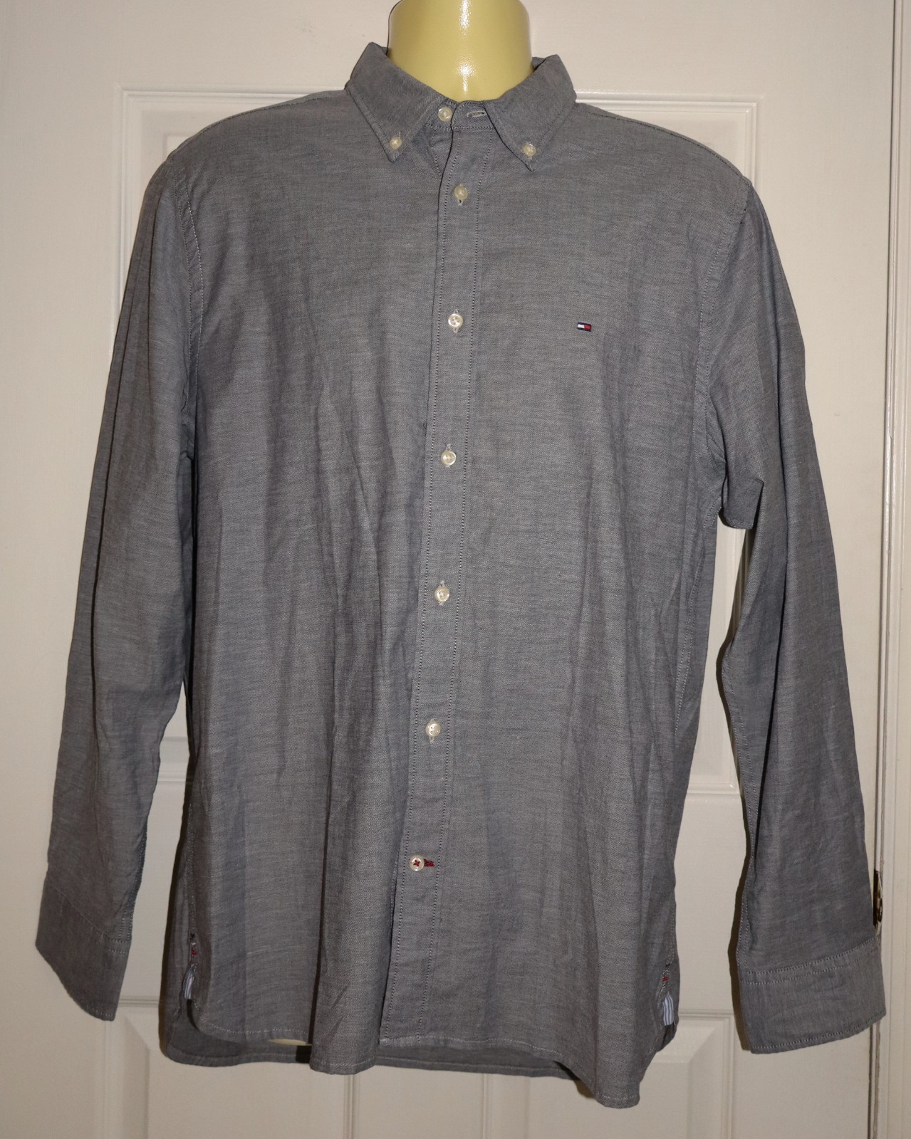 NWT Tommy Hilfiger THFLEX Anti-Odor L/S Button-Down Chambray Navy Shirt XL