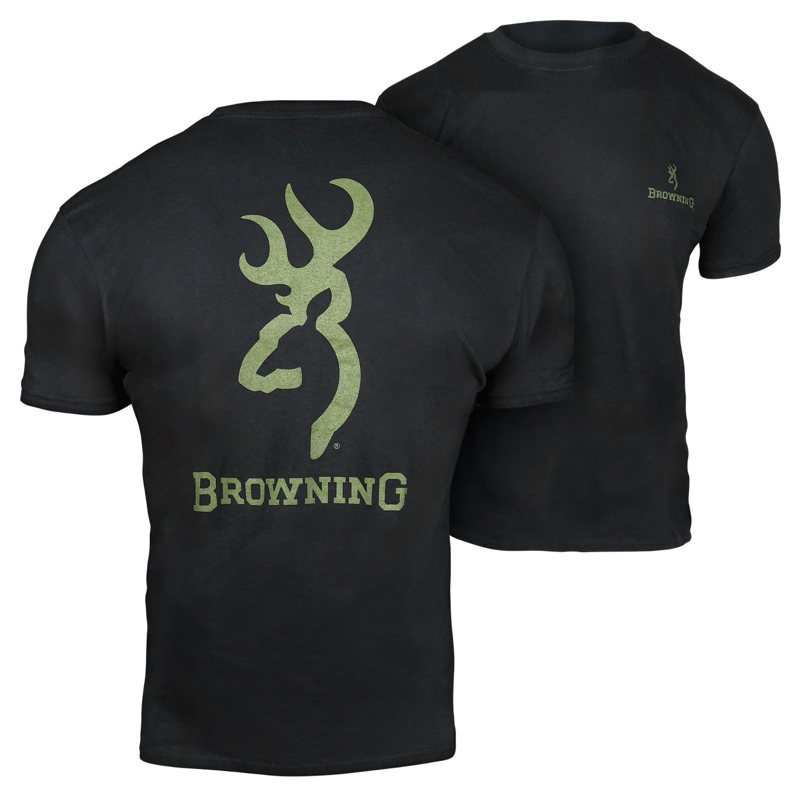 Browning Signature Buckmark T-Shirt (XL)- Black/OD Green