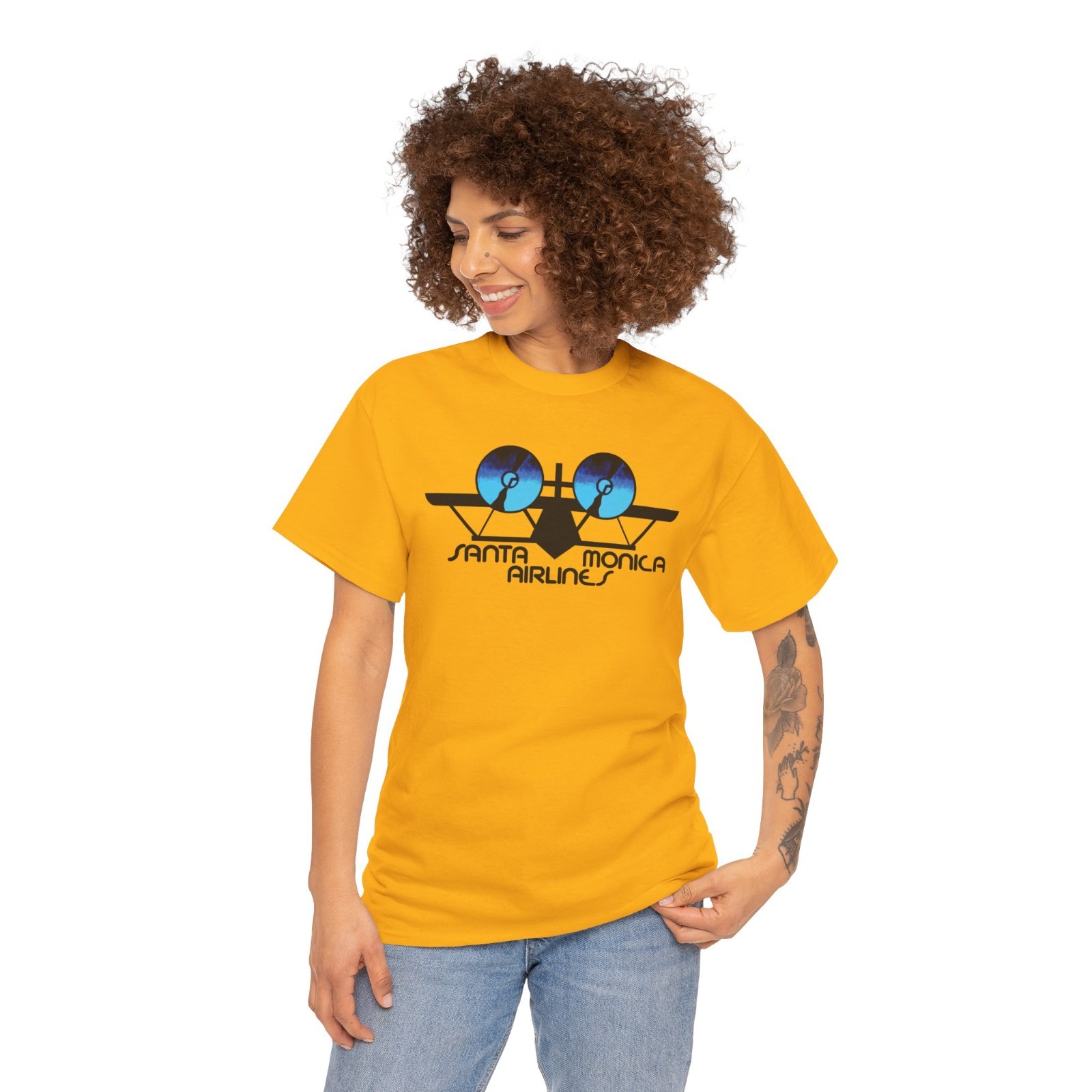New Santa Monica Airlines SMA Skateboard Company T-Shirt American Style T Shirt