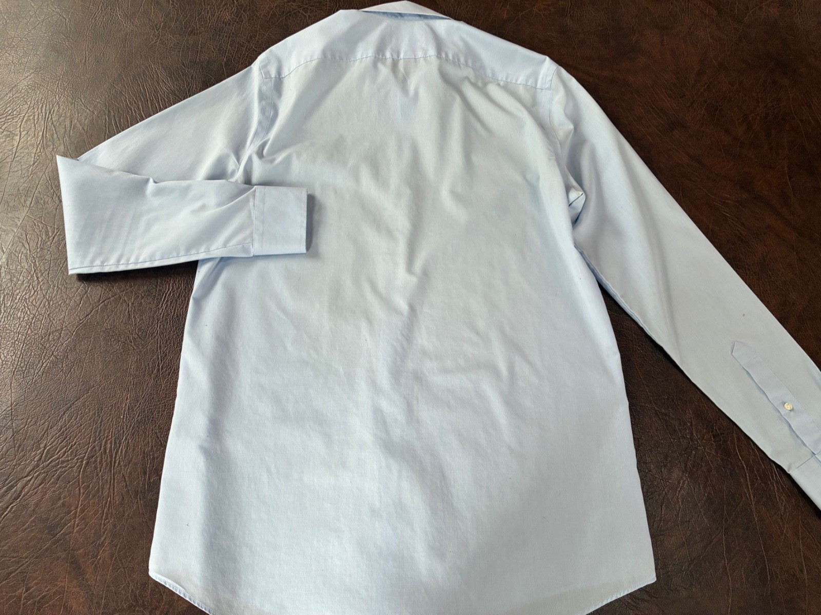 Size 15 1/2 34-35 STAFFORD Fitted Broadcloth Dress Shirt Blue