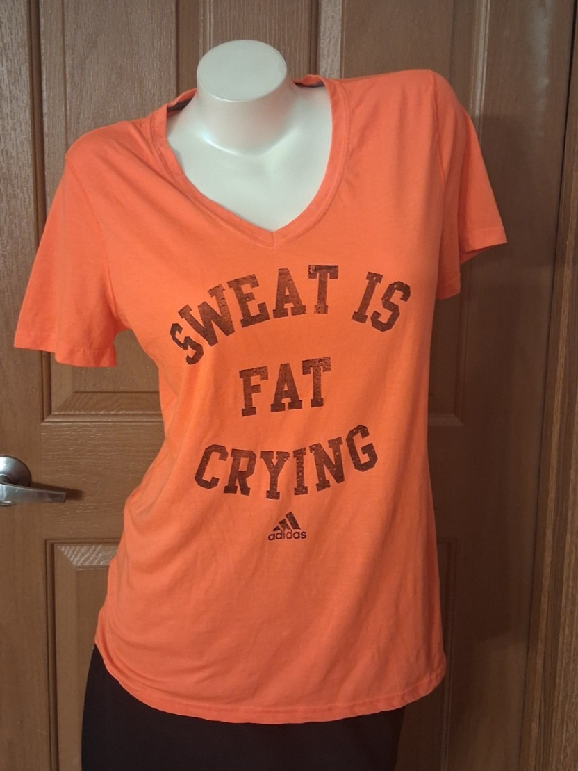 Adidas Ultimate Tee Athletic Orange V-Neck Short Sleeves Graphic Size L