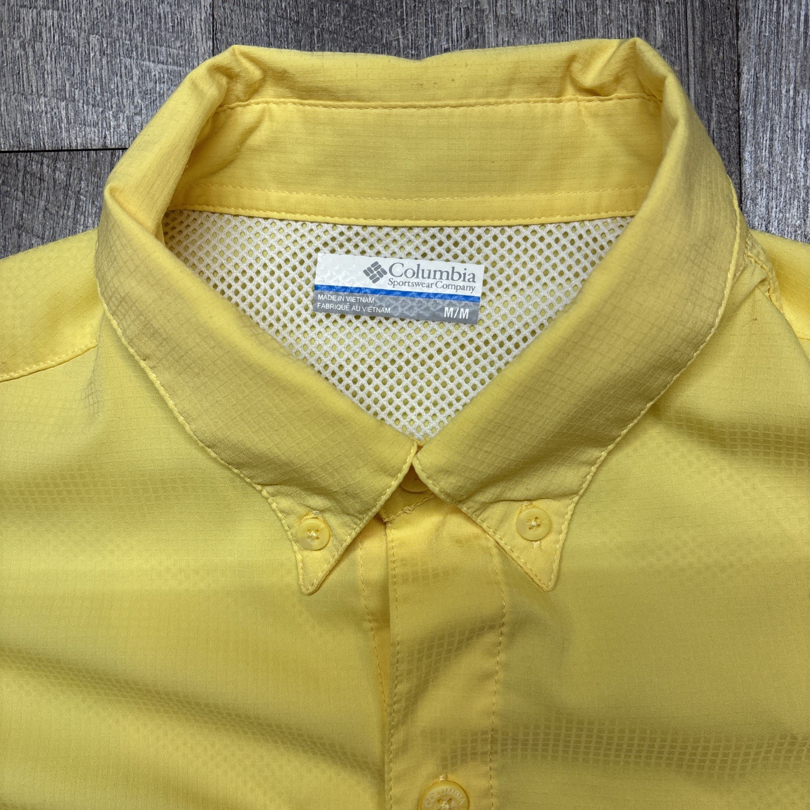 Columbia PFG Shirt Men’s Medium Yellow Lightweight Vented Fishing Performance
