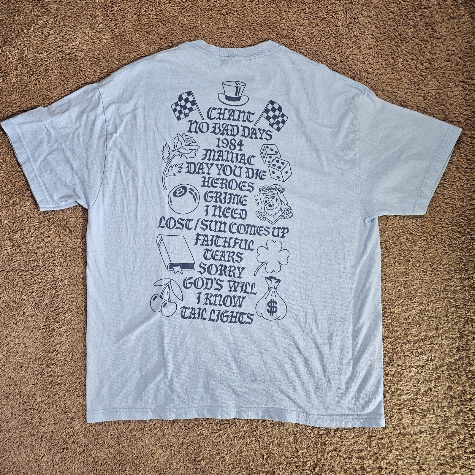 Macklemore BEN Tour T Shirt XL Light Blue American Apparel 1301 Graphic Tee